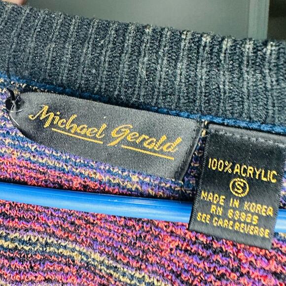 Vintage 80s/90s Michael Gerald Multicolor Geometric Cardigan Sweater Size Small - Picture 8 of 10